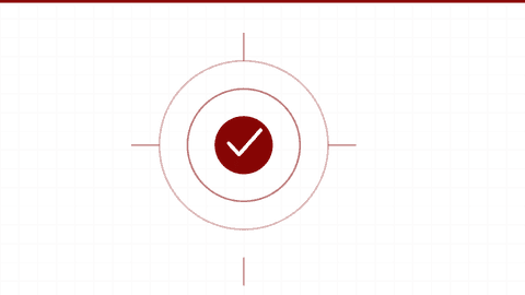 Ilustración de círculos concéntricos con una marca de verificación al centro, símbolo de registro